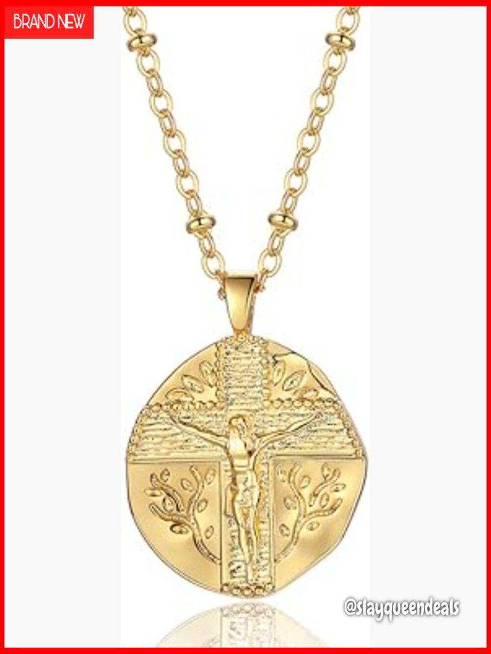 Crucifix Medallion Necklace Pendant Always Close to My Heart 18-20 in